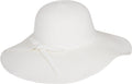 Sakkas Katy Wide Brimmed Straw Floppy Hat With Straw Bow#color_White
