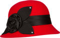 Sakkas Colette Vintage Style Wool Cloche Hat #color_Red