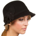 Sakkas Jewel Vintage Style Wool Cloche Bell Hat#color_Black