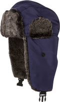 Sakkas Charlie Unisex Faux Fur Nylon Trooper Hat#color_Navy