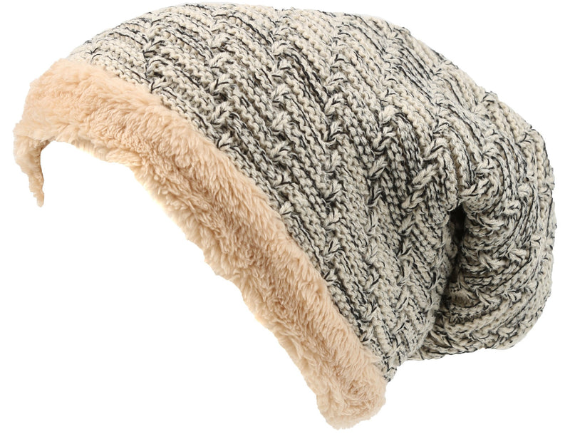 Sakkas Veloce Tall Long Heathered Faux Fur Shearling Lined Unisex Beanie Hat