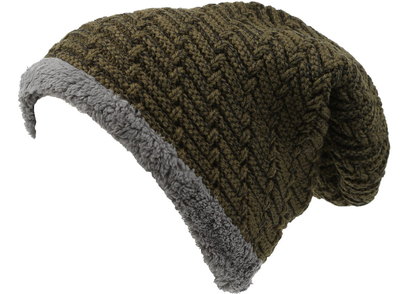 Sakkas Veloce Tall Long Heathered Faux Fur Shearling Lined Unisex Beanie Hat