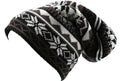 Sakkas Chale Long Tall Classic Winter Pattern Faux Fur Lined Unisex Beanie Hat#color_Black