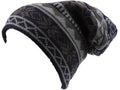 Sakkas Chale Long Tall Classic Winter Pattern Faux Fur Lined Unisex Beanie Hat#color_Blue