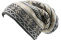 Sakkas Chale Long Tall Classic Winter Pattern Faux Fur Lined Unisex Beanie Hat#color_Cream