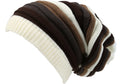 Sakkas Ceelo Long Tall Slouchy Unisex Striped Ribbed Kint Adjustable Beanie Hat#color_Cream/Brown