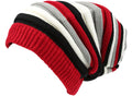 Sakkas Ceelo Long Tall Slouchy Unisex Striped Ribbed Kint Adjustable Beanie Hat#color_Red/Grey