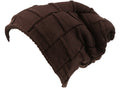 Sakkas Volc Long Tall Pleated Faux Fur Shearling Lined Unisex Winter Hat Beanie#color_Brown
