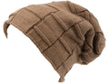 Sakkas Volc Long Tall Pleated Faux Fur Shearling Lined Unisex Winter Hat Beanie#color_Khaki