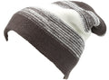Sakkas Balmn Long Tall Classic Striped Heather Faux Fur Lined Unisex Beanie Hat#color_Charcoal/White