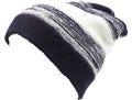 Sakkas Balmn Long Tall Classic Striped Heather Faux Fur Lined Unisex Beanie Hat#color_Navy/White