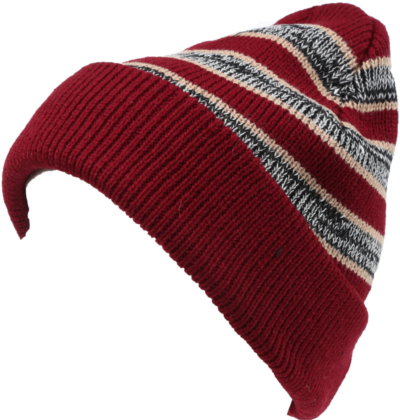 Sakkas Cabbey Mid Weight Striped Multi Colored Ribbed Knit Unisex Beanie Hat