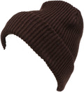 Sakkas Mig Solid Ribbed Knit Fold Over Unisex Long Tall Fit Fishermans Beanie Hat#color_Brown