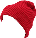 Sakkas Mig Solid Ribbed Knit Fold Over Unisex Long Tall Fit Fishermans Beanie Hat#color_Red