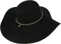 Sakkas Liuliu Wide Vintage Style Floppy Hat Removable Interchangeable Bow Ribbon#color_Black