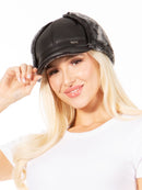 Sakkas Leather Ushanka Faux Mink Fur Tropper Pilot Hat With Earflap