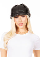 Sakkas Leather Ushanka Faux Mink Fur Tropper Pilot Hat With Earflap