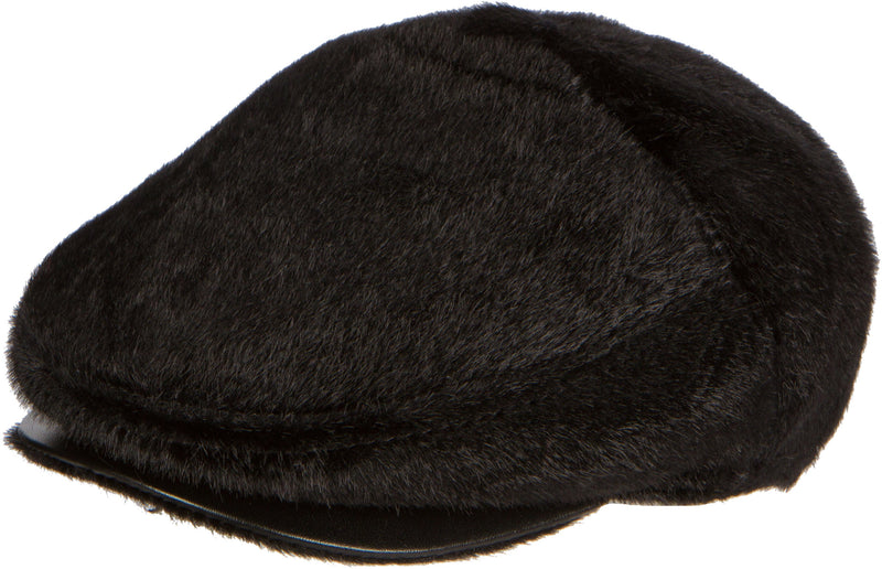 Sakkas Faux Mink Fur Back Flap Ivy Driving Newsboy Cap Hat Adjustable Snap Front