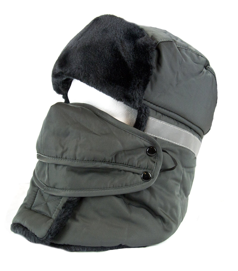 Sakkas Dab Unisex Faux Fur Chin Strap Removable Face Mask Winter Cold Trooper Hat