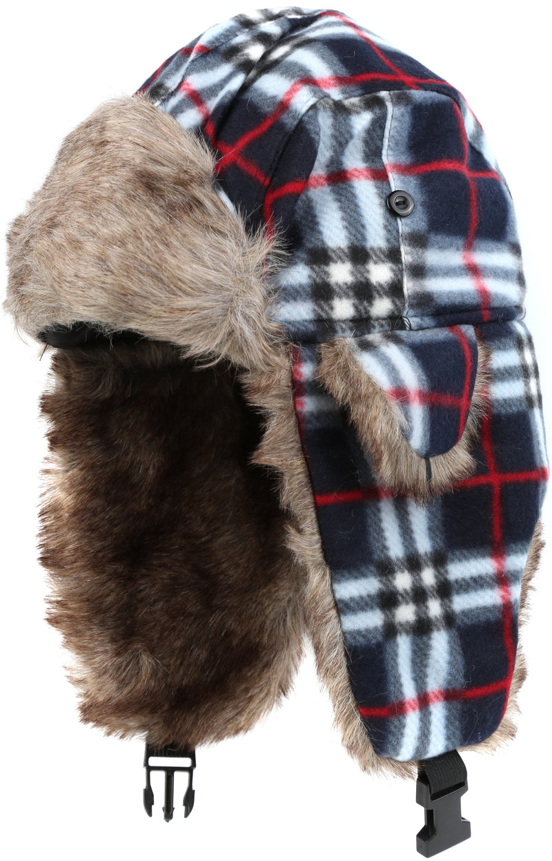 Sakkas Caele Unisex Ear Flap Faux Fur Lined Chin Buckle Strap Winter Trooper Hat