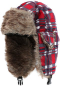 Sakkas Caele Unisex Ear Flap Faux Fur Lined Chin Buckle Strap Winter Trooper Hat#color_Red