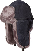 Sakkas Martin Adjustable Casual Aviator Ushanka Trapper Hat Faux Fur Lined#color_Blue 