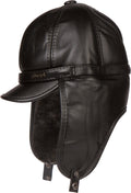 Sakkas Julien Aviator Kromer Warm Hat Faux Fur Lined Convertible Water resistant#color_Black