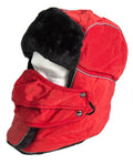 Sakkas Alex Unisex  Ushanka Faux Fur Windproof Trapper Aviator Hat Removable Mask#color_18218-Red
