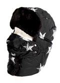 Sakkas Alex Unisex  Ushanka Faux Fur Windproof Trapper Aviator Hat Removable Mask#color_18220-Black