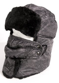 Sakkas Alex Unisex  Ushanka Faux Fur Windproof Trapper Aviator Hat Removable Mask#color_18221-Grey