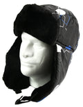 Sakkas Alex Unisex  Ushanka Faux Fur Windproof Trapper Aviator Hat Removable Mask#color_18223-Navy