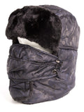 Sakkas Alex Unisex  Ushanka Faux Fur Windproof Trapper Aviator Hat Removable Mask#color_Navy