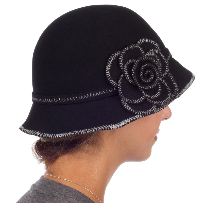 Sakkas Madeline Vintage Style Wool Cloche Hat
