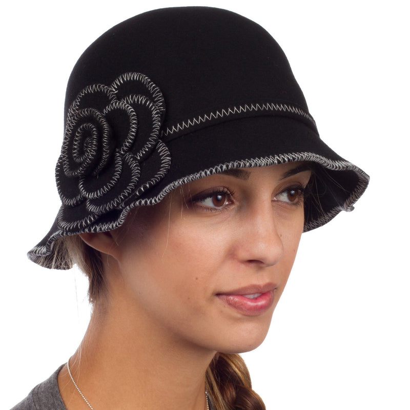 Sakkas Madeline Vintage Style Wool Cloche Hat