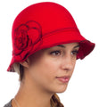 Sakkas Madeline Vintage Style Wool Cloche Hat #color_Red