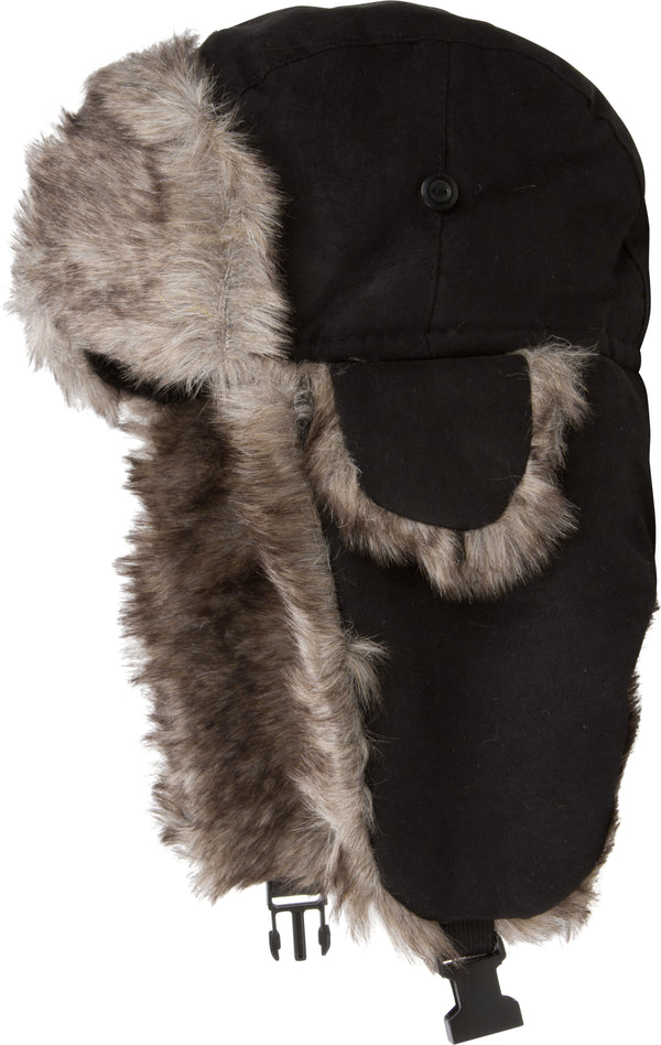 Sakkas Morgan Unisex Faux Fur Trooper Hat#color_Black