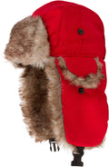 Sakkas Morgan Unisex Faux Fur Trooper Hat#color_Red