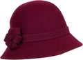 Sakkas Molly Vintage Style Wool Cloche Hat #color_Burgundy