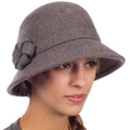 Sakkas Molly Vintage Style Wool Cloche Hat #color_Grey