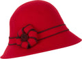 Sakkas Molly Vintage Style Wool Cloche Hat #color_Red