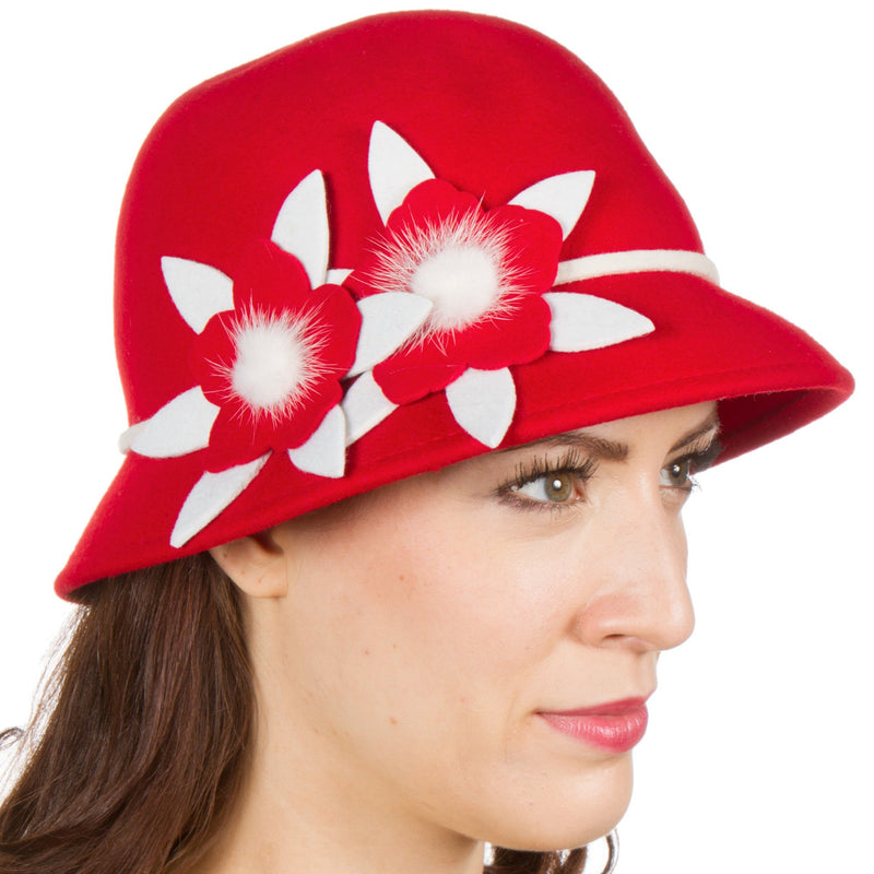 Sakkas Emily Vintage Style Wool Cloche Hat