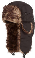 Sakkas Jamie Unisex Faux Fur Nylon Trooper Hat#color_Black
