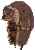 Sakkas Jamie Unisex Faux Fur Nylon Trooper Hat#color_Brown