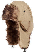 Sakkas Jamie Unisex Faux Fur Nylon Trooper Hat#color_Khaki