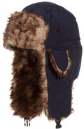 Sakkas Jamie Unisex Faux Fur Nylon Trooper Hat#color_Navy