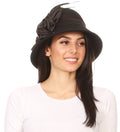 Sakkas Danielle Vintage Style Wool Cloche Hat#color_2-Black