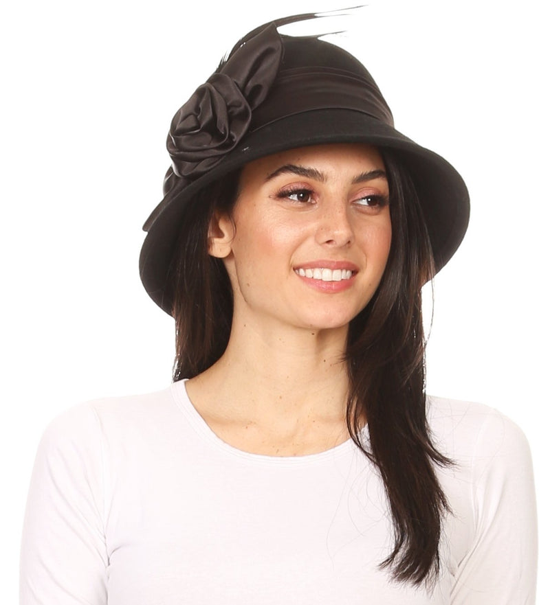 Sakkas Danielle Vintage Style Wool Cloche Hat