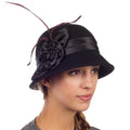 Sakkas Danielle Vintage Style Wool Cloche Hat#color_Black