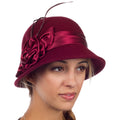 Sakkas Danielle Vintage Style Wool Cloche Hat#color_Burgundy