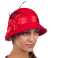 Sakkas Danielle Vintage Style Wool Cloche Hat#color_Red